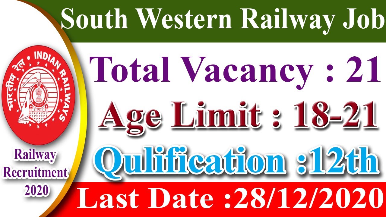 South Western Railway Recruitment 2020 | Railway recruitment 2020 | Railway Notification 2020
