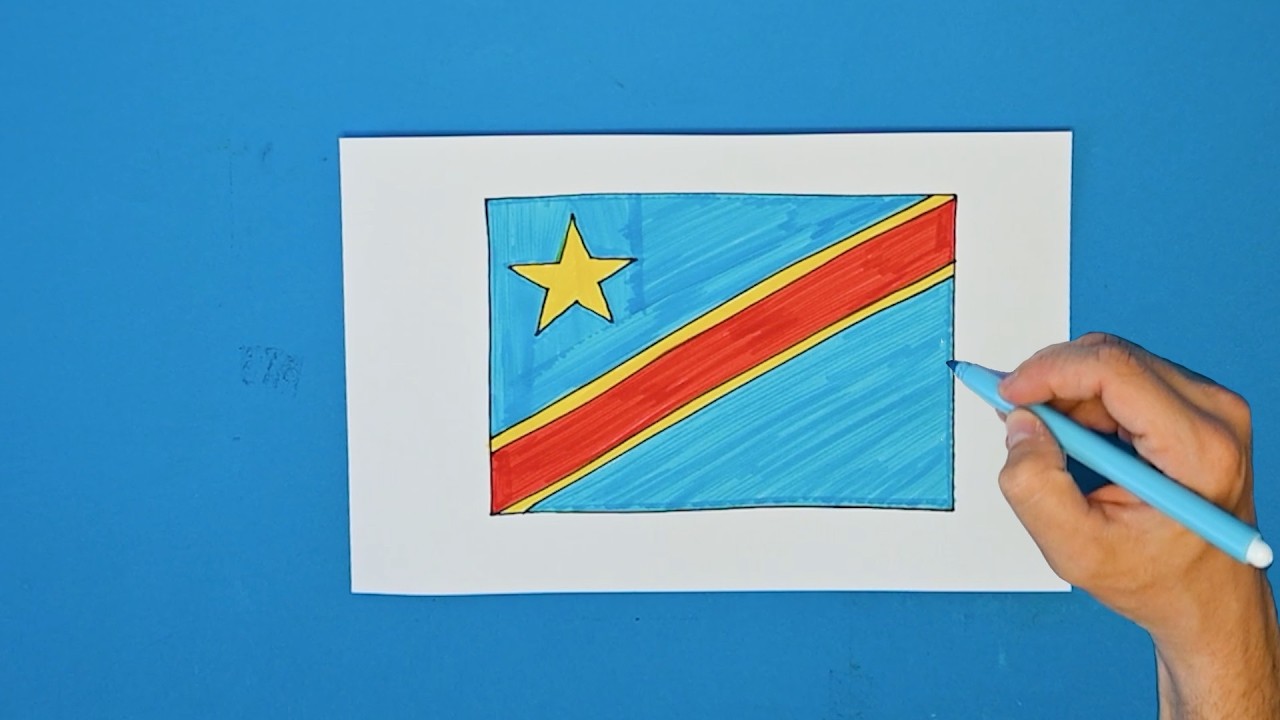 How to draw the National Flag of the Democratic Republic of the Congo
