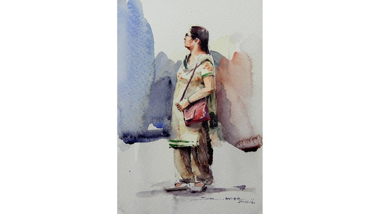 watercolor figure painting for beginners by sikander singh chandigarh INDIA