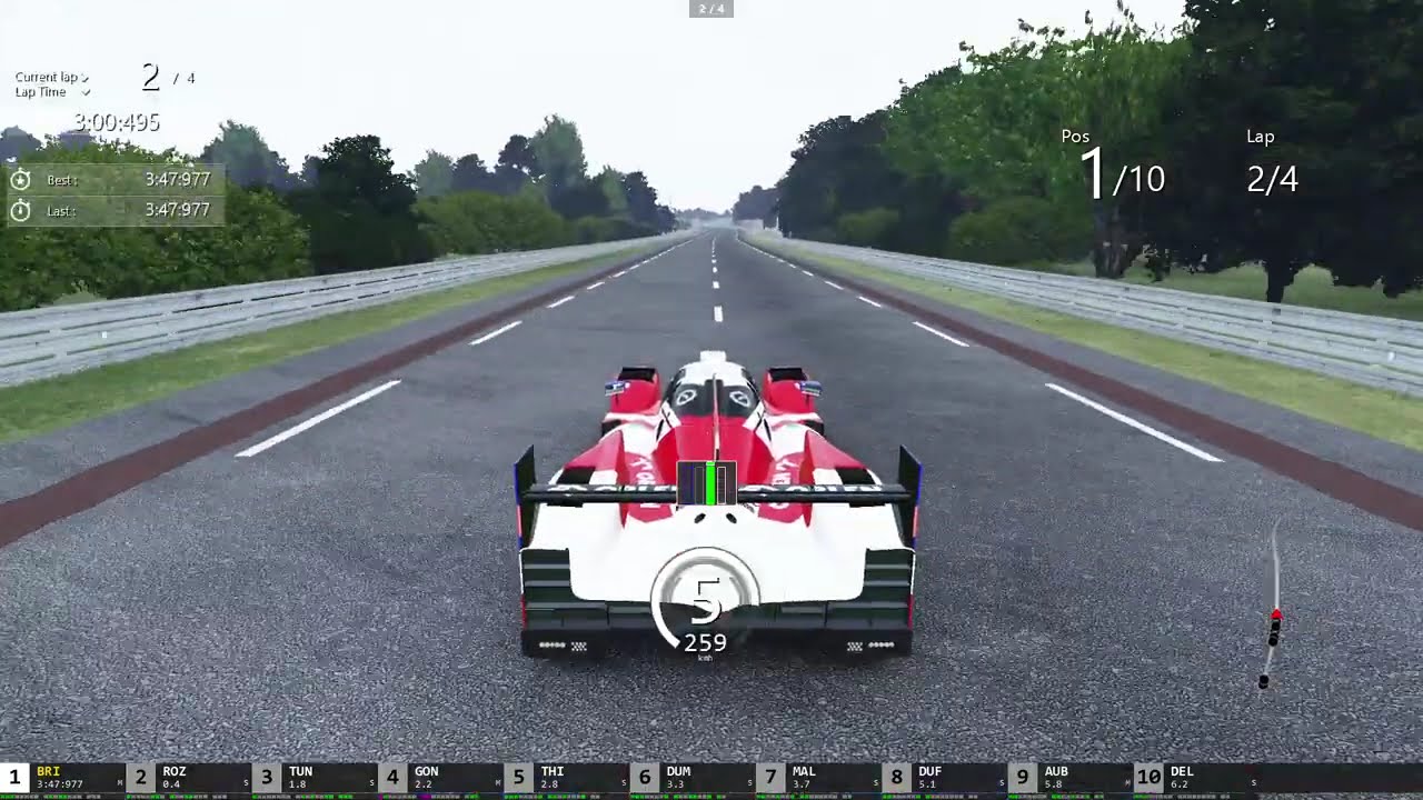 Practice race with Oreca 07 in Le Mans in Assetto Corsa