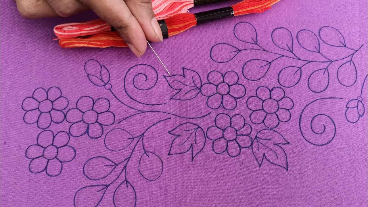 Border Design ! EASY Embroidery Idea /Hand Embroidery Designs / How to Create Perfectly Borderlines