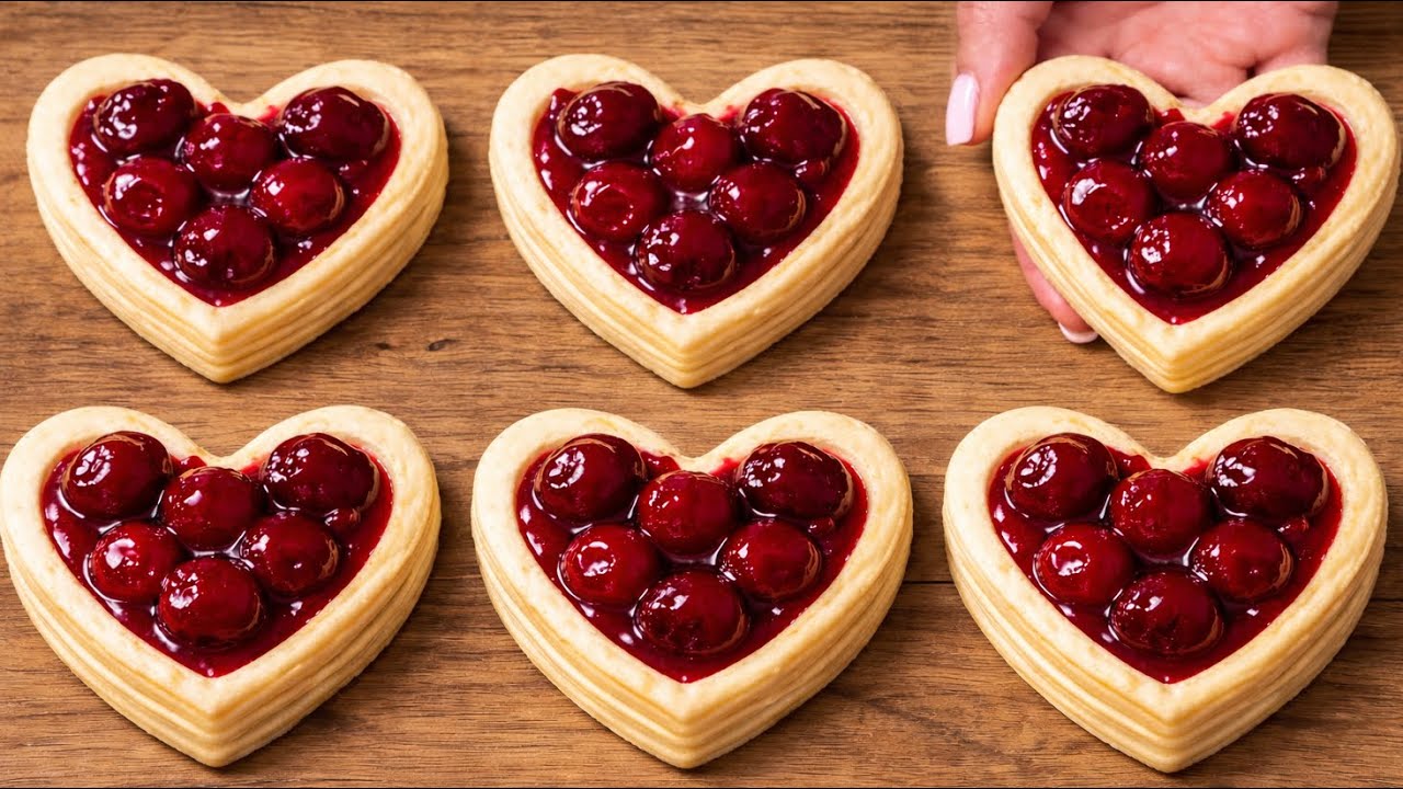 Nur Blätterteig und Kirschen 💕 Ich backe das jedes Jahr zum Valentinstag.