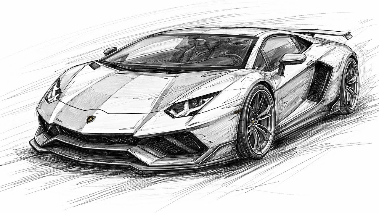 Drawing of LAMBORGHINI II STEP BY STEP II #video #viralart