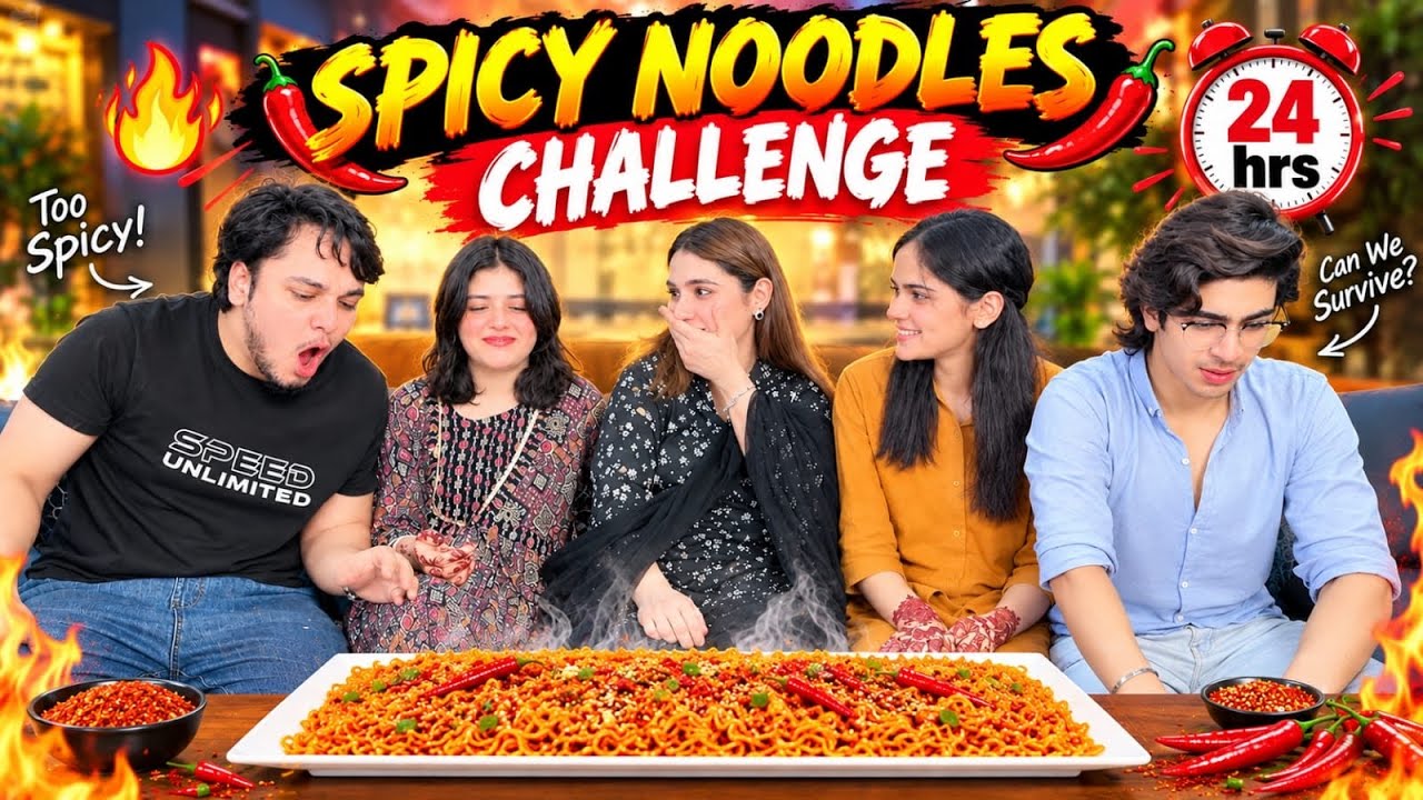 SPICY NOODLES CHALLENGE FOR 24 hrs // ALI PAGAL HO GYA // SARA DIN NOODLES KESE KHAU