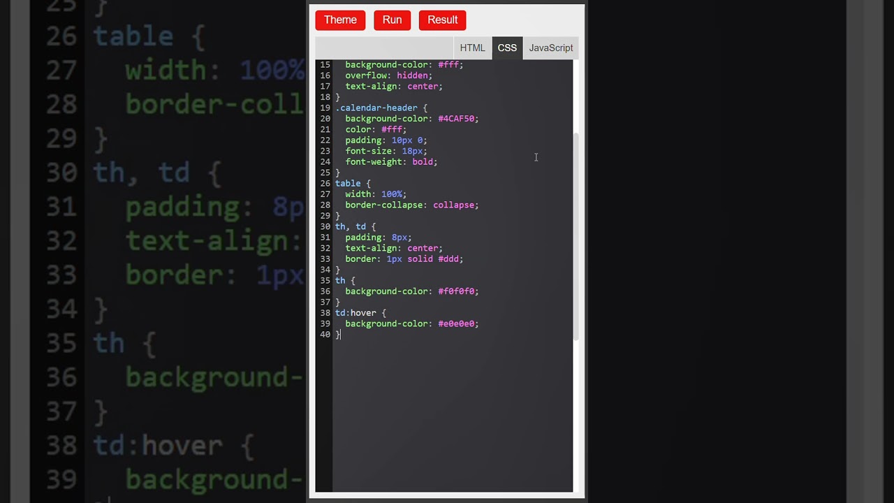 Calendar Design | HTML CSS JavaScript