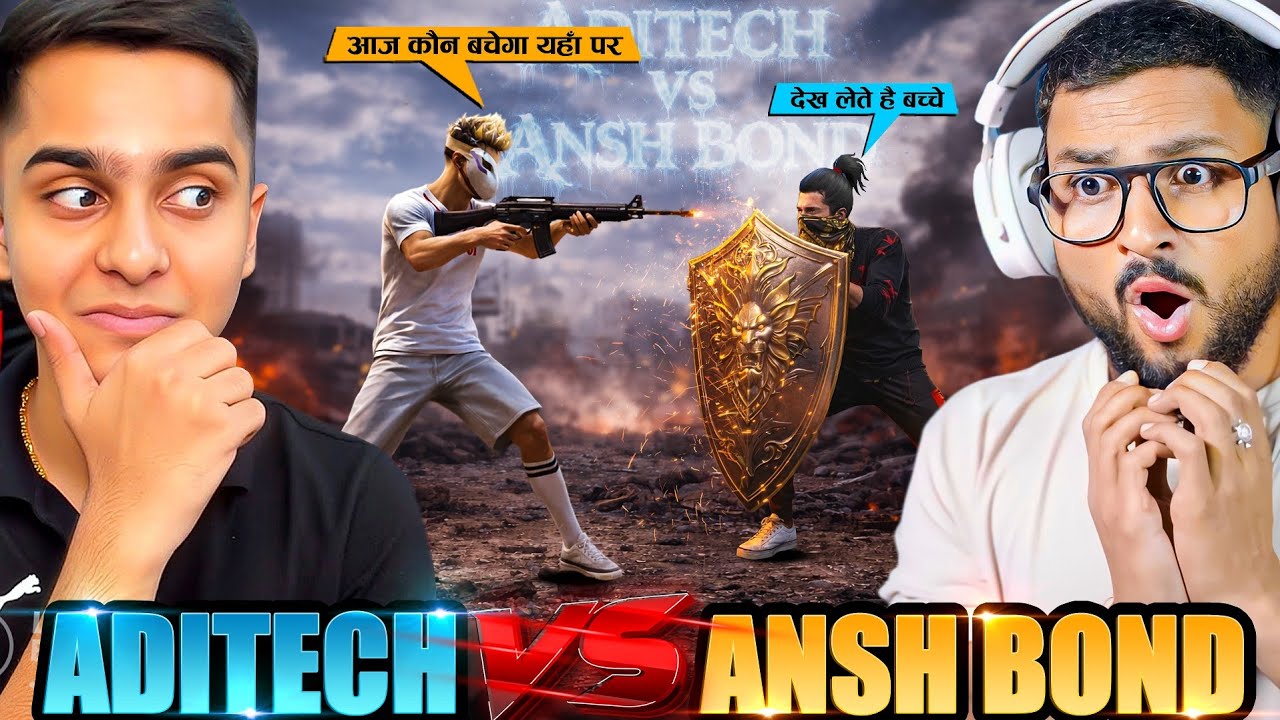 Aditech Vs Ansh Bond 😱 Biggest V Badge Player in BR Rank Challenge आजा Ansh 1 vs 6 में !! 😤