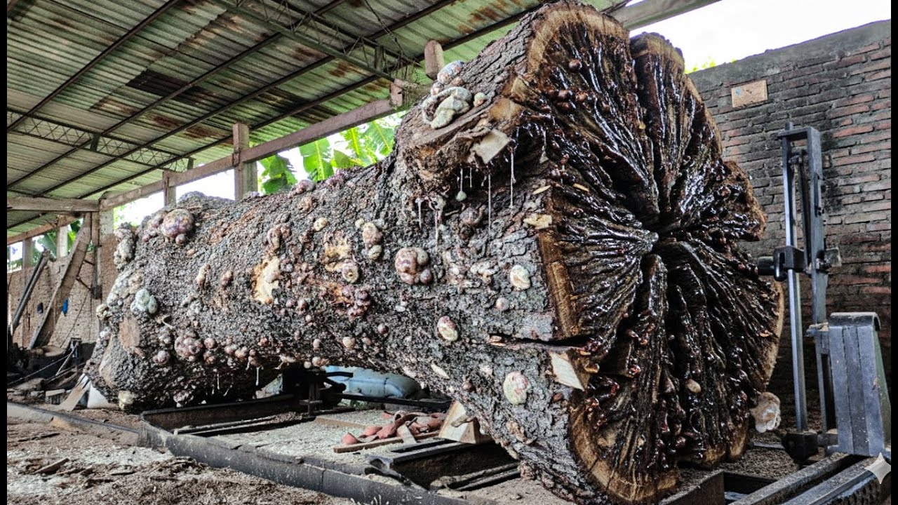 Beautiful Grain Monster Log ‼ Extreme Wood Cutting at the Sawmill