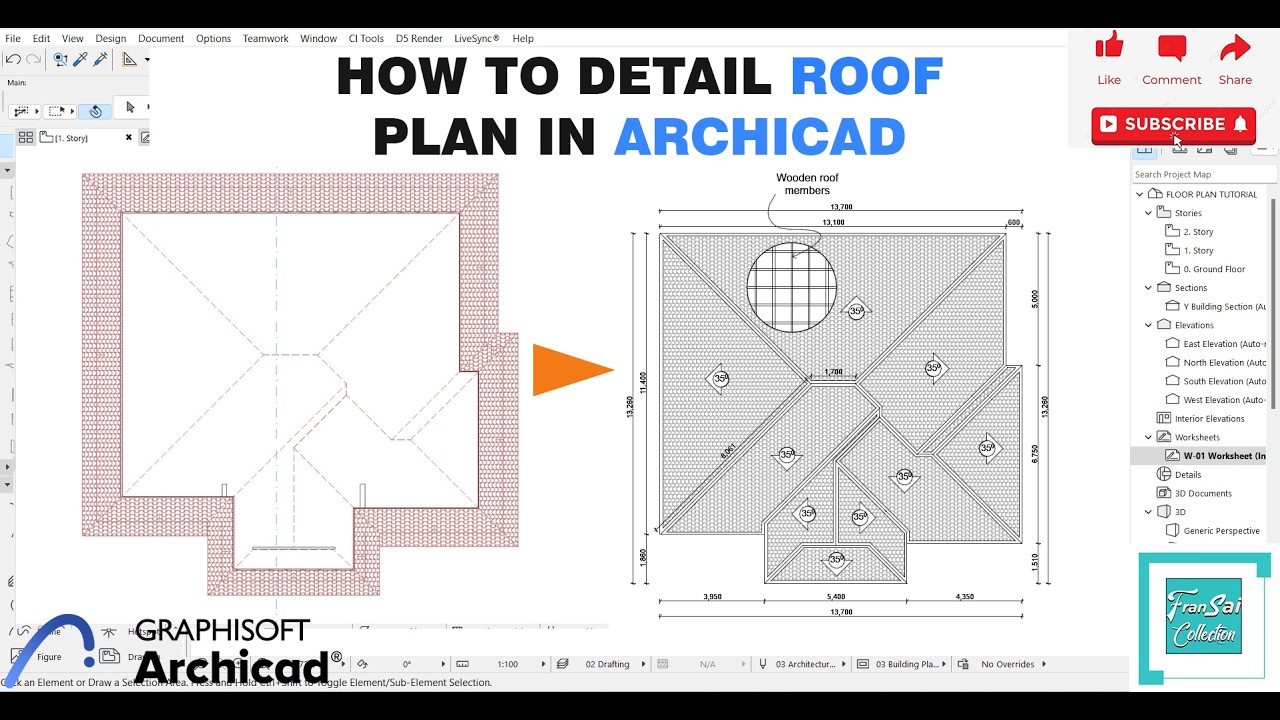 Archicad Roof Plan Detailing Tutorial for Beginners