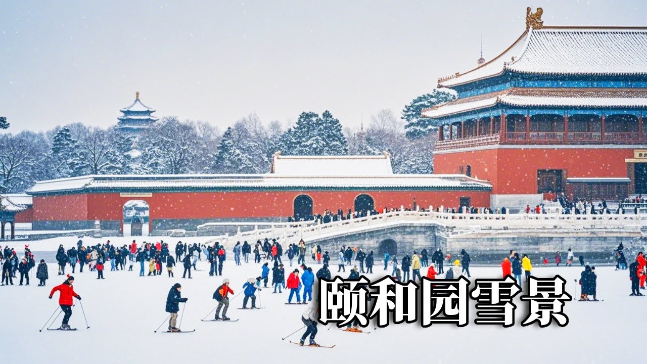 北京颐和园下雪啦！红墙雪景“中式美学”拿捏了，一下雪皇家园林就变成了紫禁城【行走世界的北京老刘】