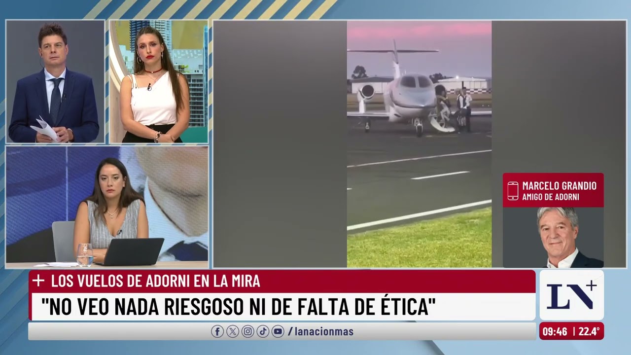 Crece el escándalo por los vuelos de Adorni; la palabra de Marcelo Grandio