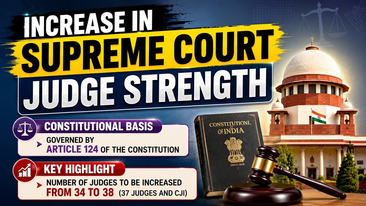 Supreme Court Judge Strength 2026 | Increase from 34 to 38 | UPSC Polity Current affairs 