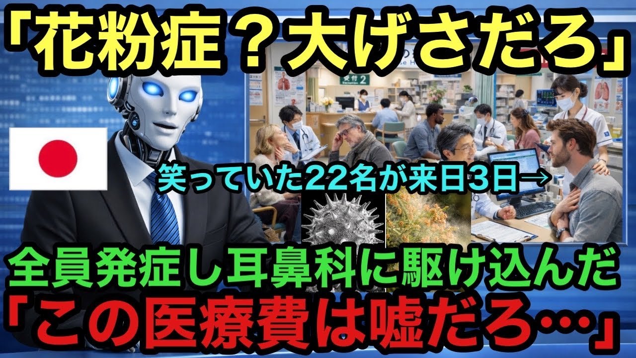 【海外騒然】花粉症がない国から来た22名が来日3日で全員発症→日本の耳鼻科に駆け込み号泣「なぜ予約なしで診てくれるんだ」