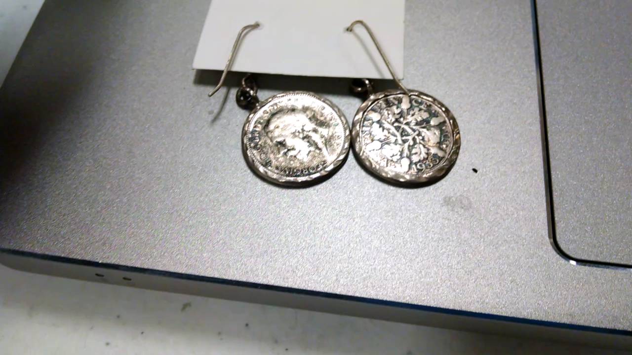 1933 sixpence ear rings