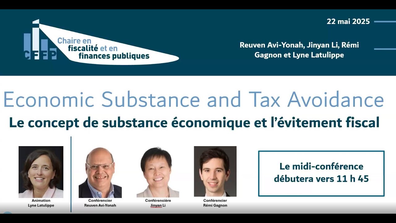 Midi-conférence – Economic Substance and Tax Avoidance (en anglais)