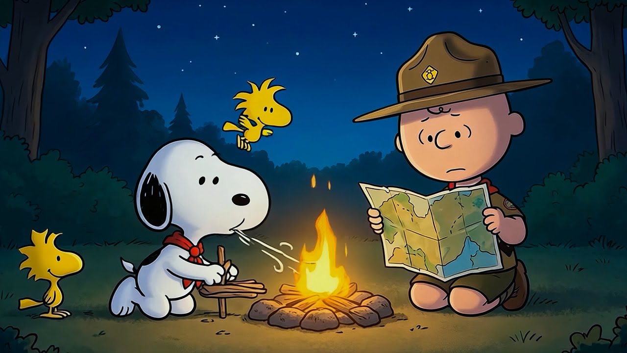 Snoopy & Charlie Brown's Scouting Adventure 🏕️ Cozy Jazz & Winter Campfire Nostalgia