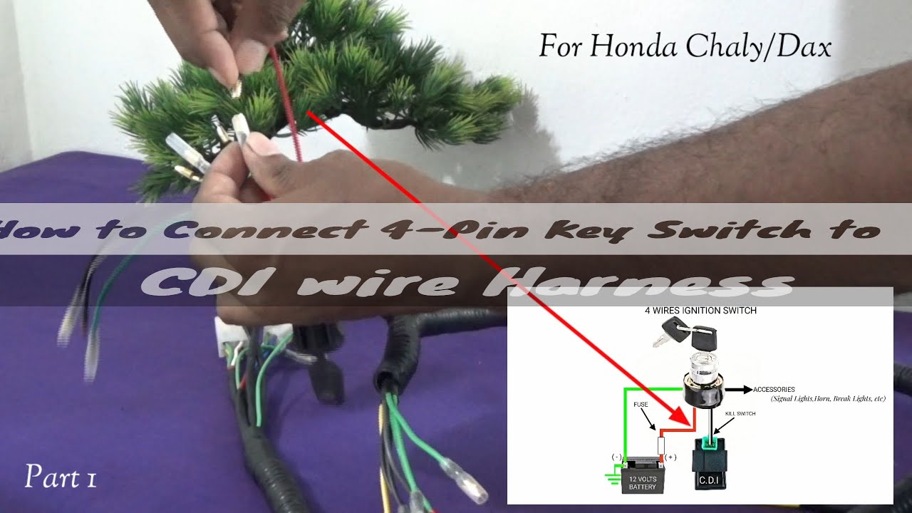 How to Connect 4-Pin Key Switch for CDI wire Harness | Honda Chaly / Dax | Wiring Guide