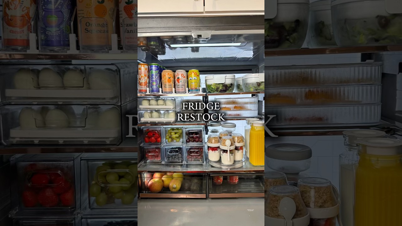 Satisfying ASMR fridge restock 🤩 #restock #sundayreset #fridgeorganization #organizedhome #asmr