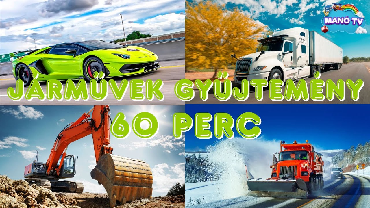 Járművek gyerekeknek - 60 perc fejlesztő és oktató videó gyerekeknek #truck #train #police #tractor