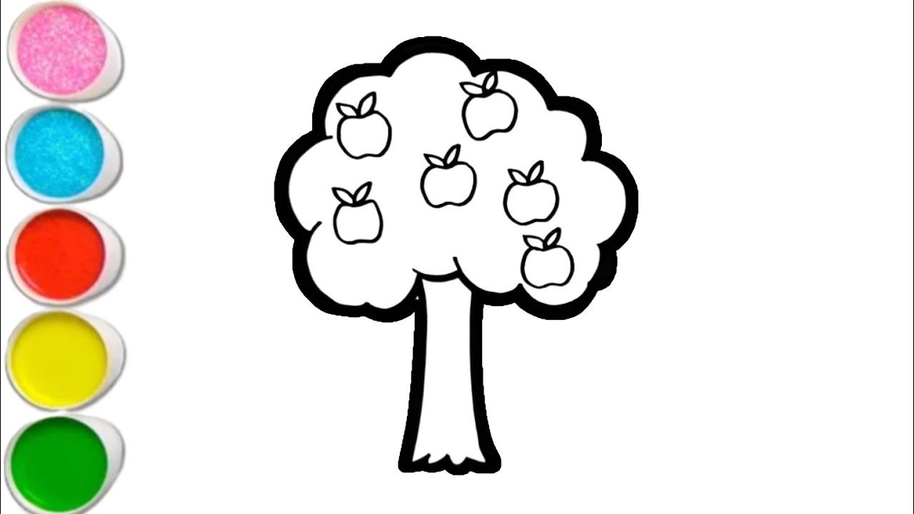 Apple Tree Drawing Painting Colouring For Kids And Toddlers
