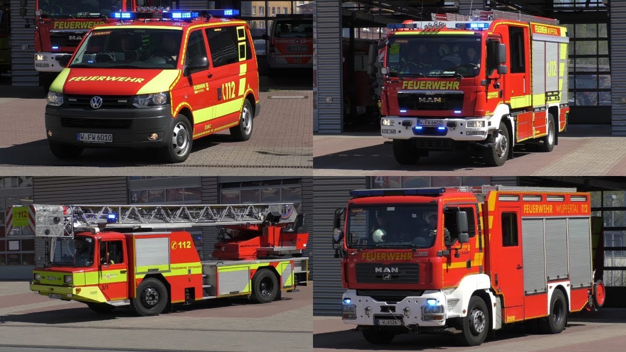 [Leih DLK]Löschzug der Feuerwehr Wuppertal Wache 2 mit Leih DLK der Feuerwehr Ratingen
