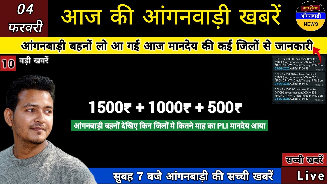 आंगनबाड़ी बहनों लो आ गई आज मानदेय की कई जिलों से जानकारी / आज सुबह 7 बजे की आंगनबाड़ी खबरें