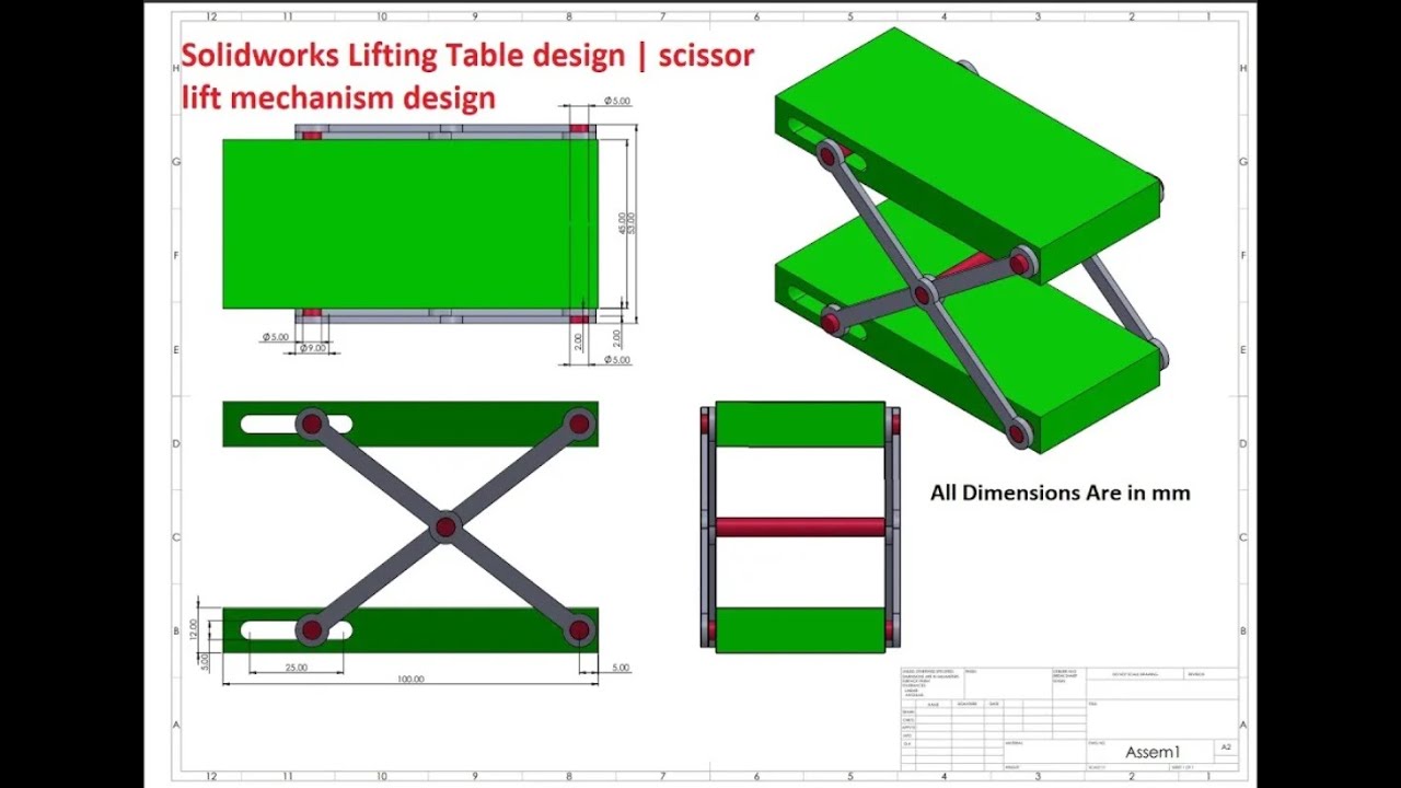 ✅Solidworks Lifting Table design | scissor lift mechanism design | Solidworks Assembly Tutorial.