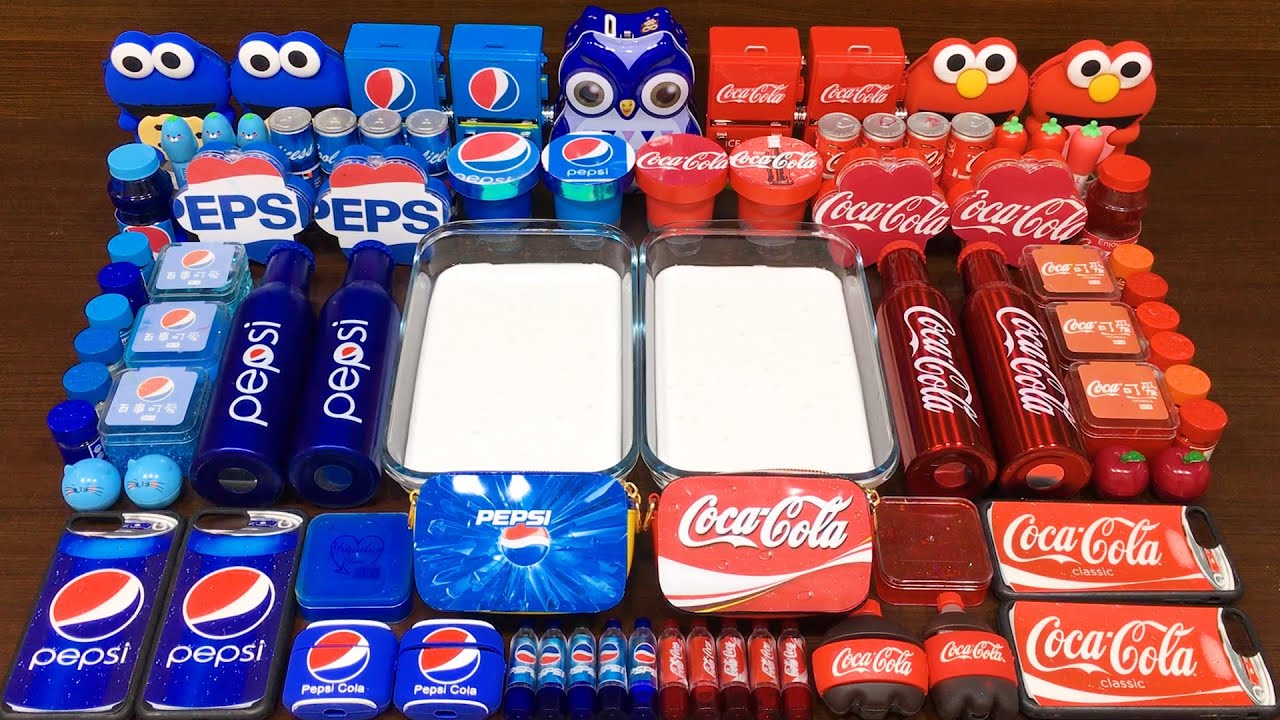 PEPSI vs COCA COLA! Mixing Random into GLOSSY Slime ! Satisfying Slime Video #343