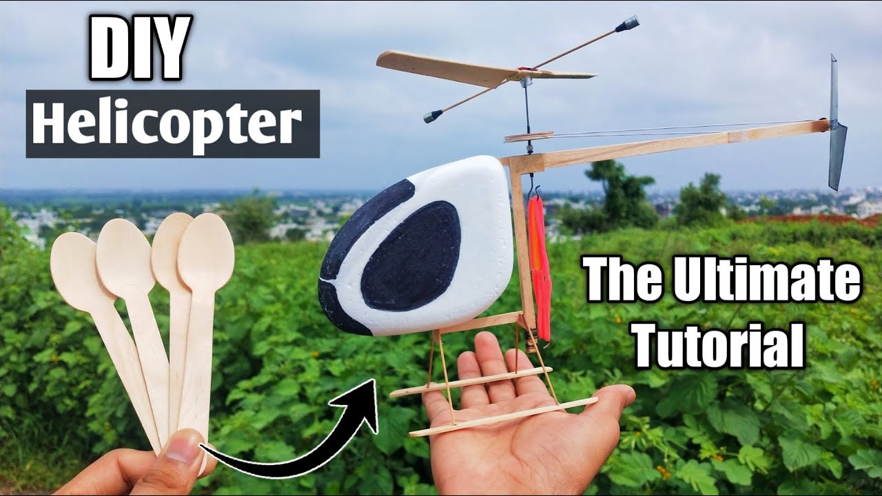 Make a Rubber Band Powered Helicopter using Wooden Spoons #helicopter