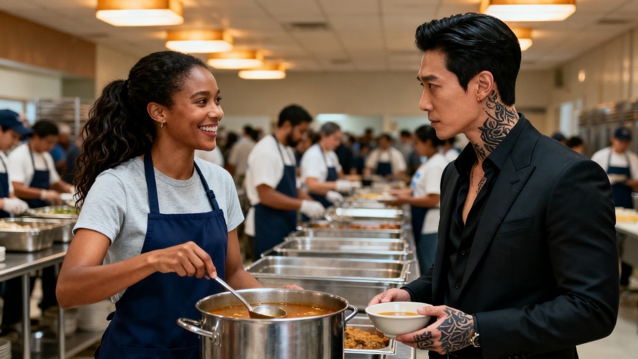 Poor Girl Volunteers at a Soup Kitchen, Unaware the Man Serving Beside Her Is a Korean Mafia Boss