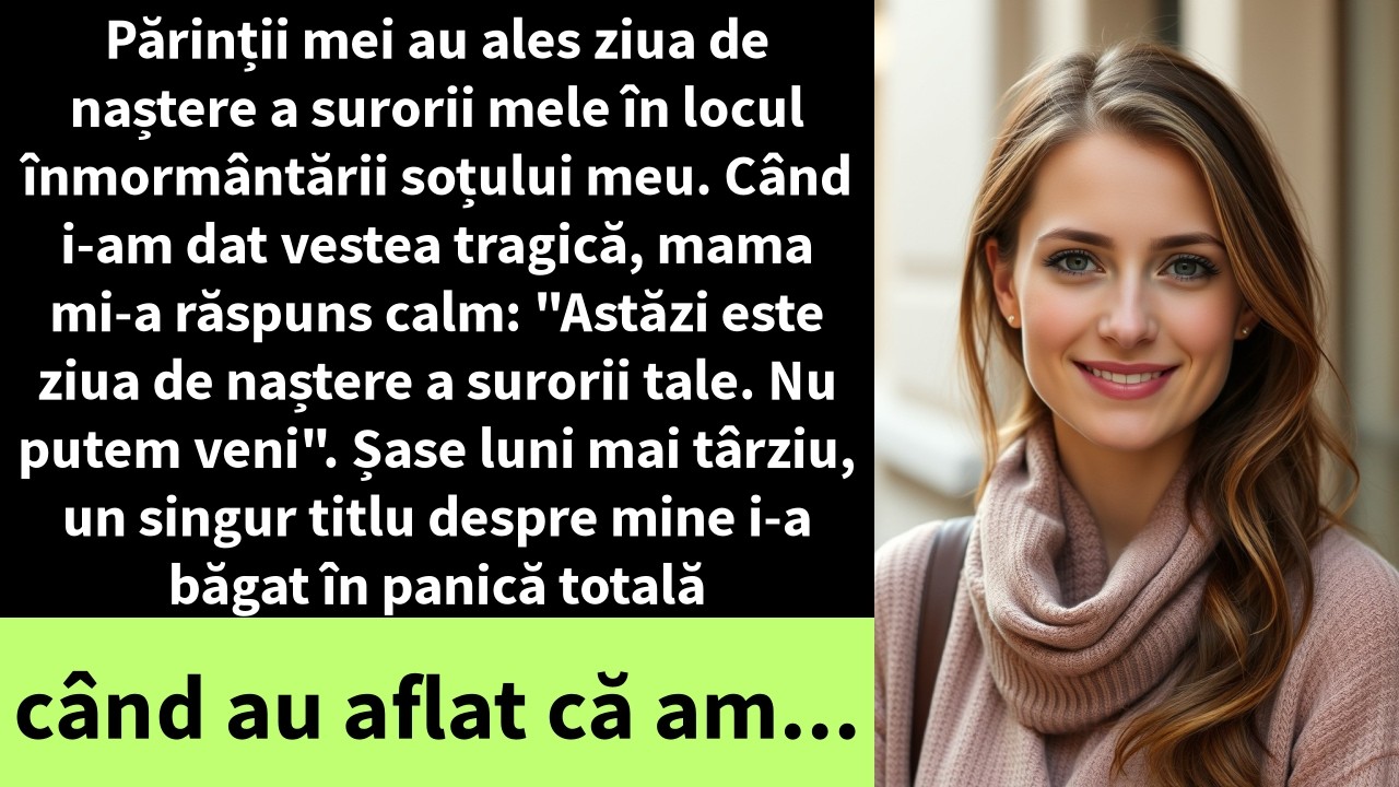 Părinții mei au ales ziua de naștere a surorii mele în locul înmormântării soțului meu.