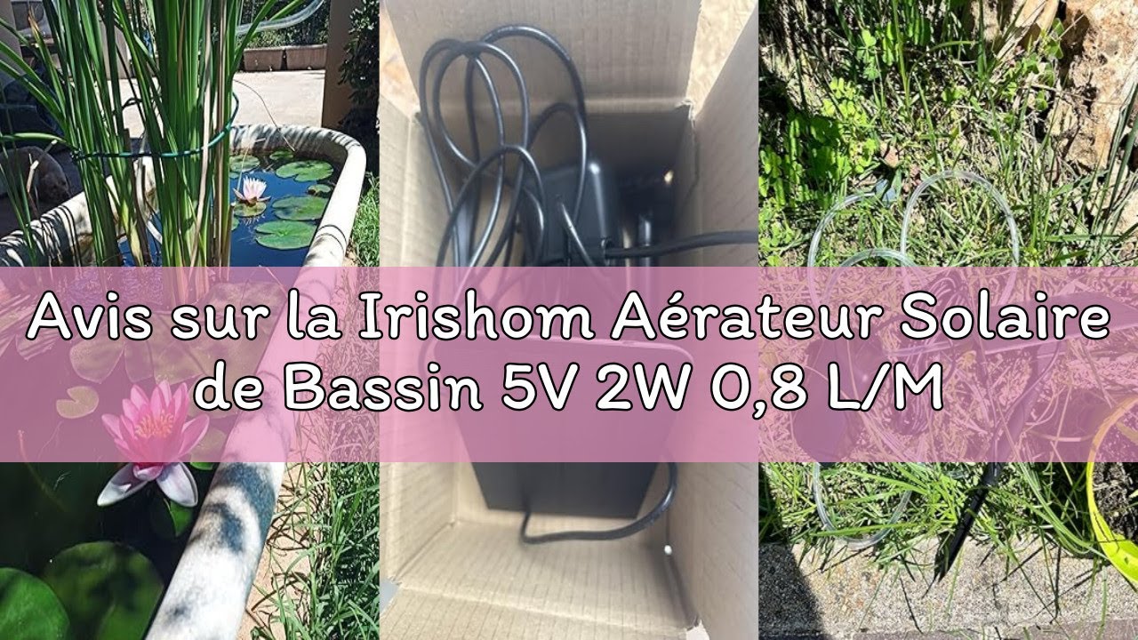 Avis sur la Irishom Aérateur Solaire de Bassin 5V 2W 0,8 L/Min, Pompe à Oxygène Solaire Enfichable,