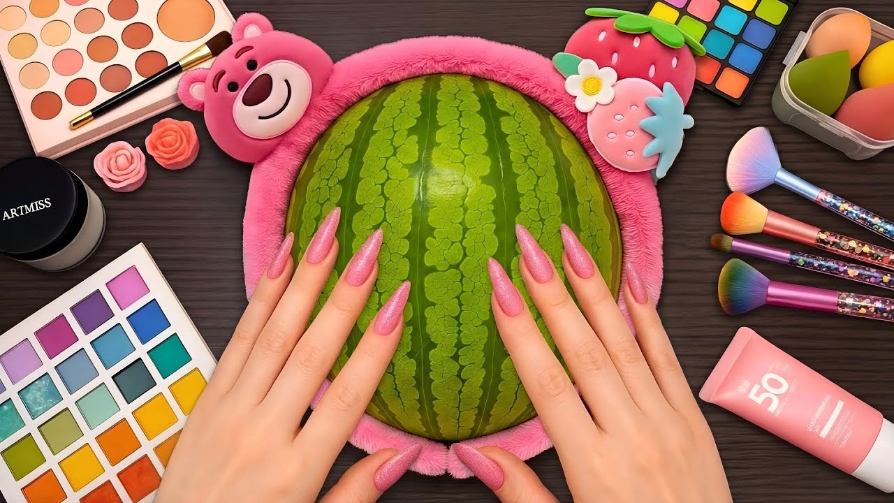 Satisfying Makeup ASMR on Watermelon