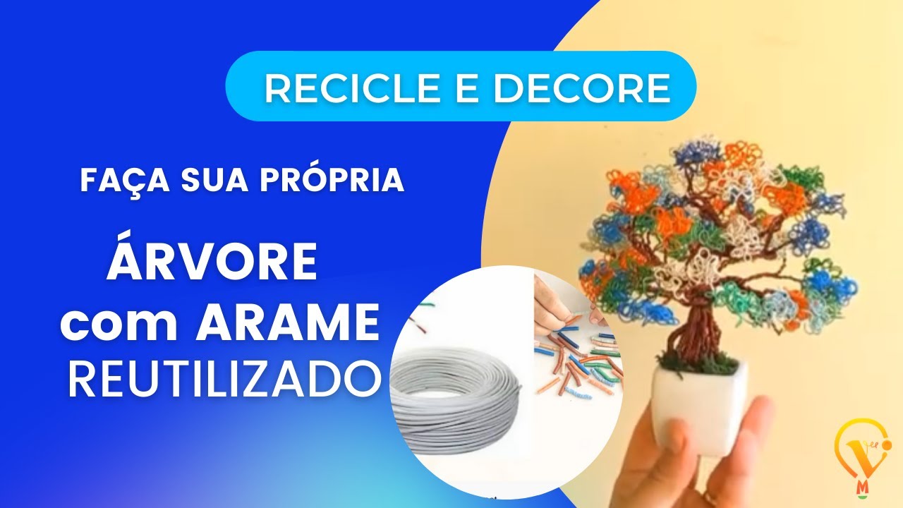 Mini bonsai de arame com fios de Internet