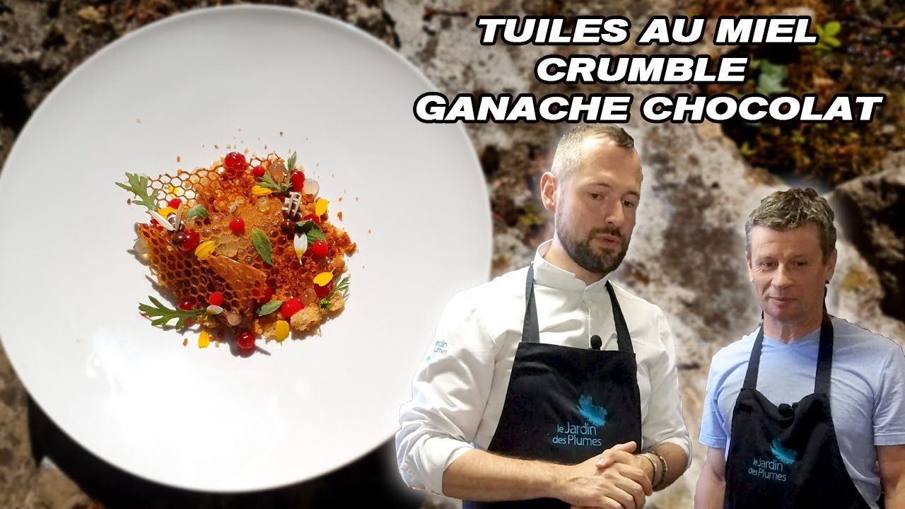 Recette de tuiles au miel, crumble et ganache chocolat et miel - David Gallienne
