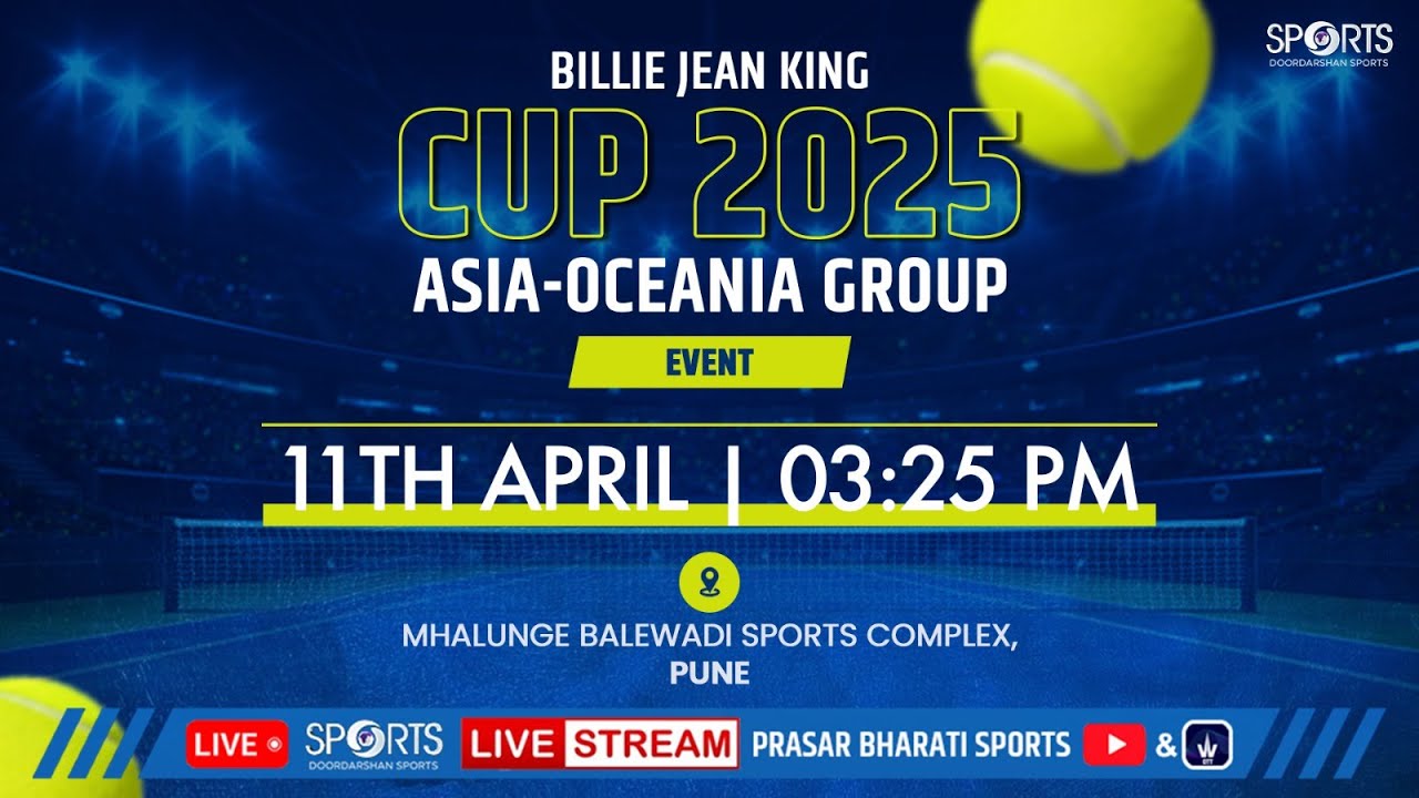 LIVE - India vs Chinese Taipei; Billie Jean King Cup 2025 Asia-Oceania Group I Event | DD Sports