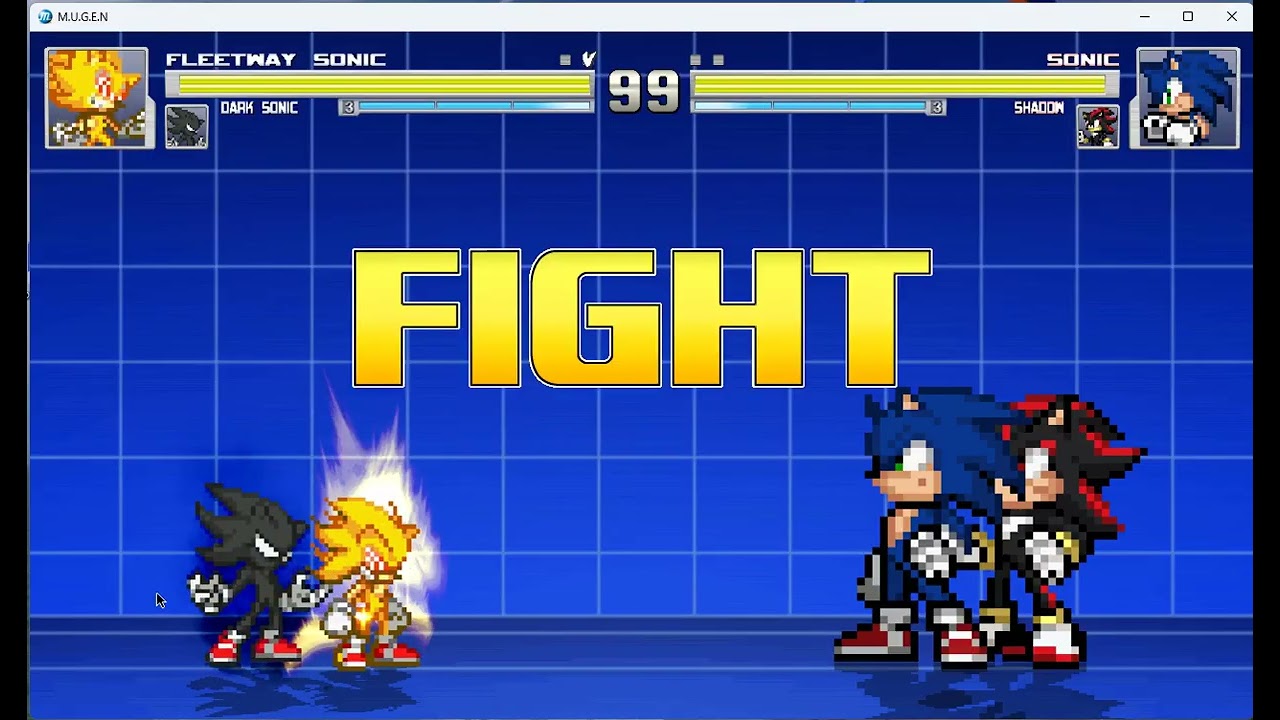 (Mugen) Fleetway Sonic And Dark Sonic Vs Movie Sonic And Movie Shadow
