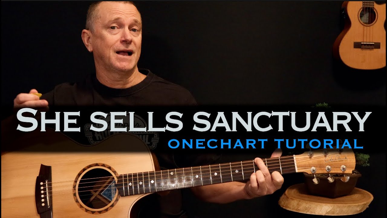 She Sells Sanctuary The Cult solo acoustic guitar tutorial [free tab]