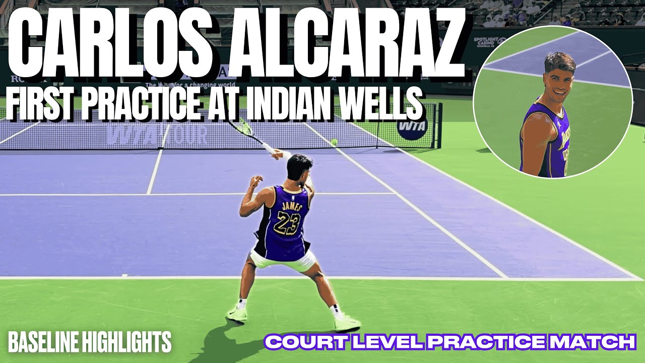 Carlos Alcaraz First Practice at 2026 Indian Wells | Court Level Practice Match | 4K