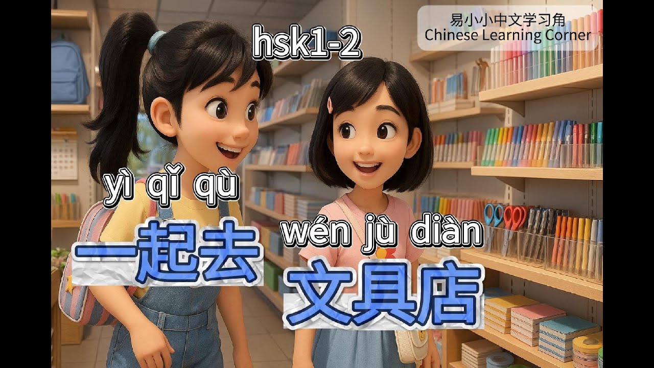 Learning Chinese through Stories｜Going to the Stationery Store｜HSK1-2｜一起去文具店｜物語で中国語学習#中国語 #mandarin