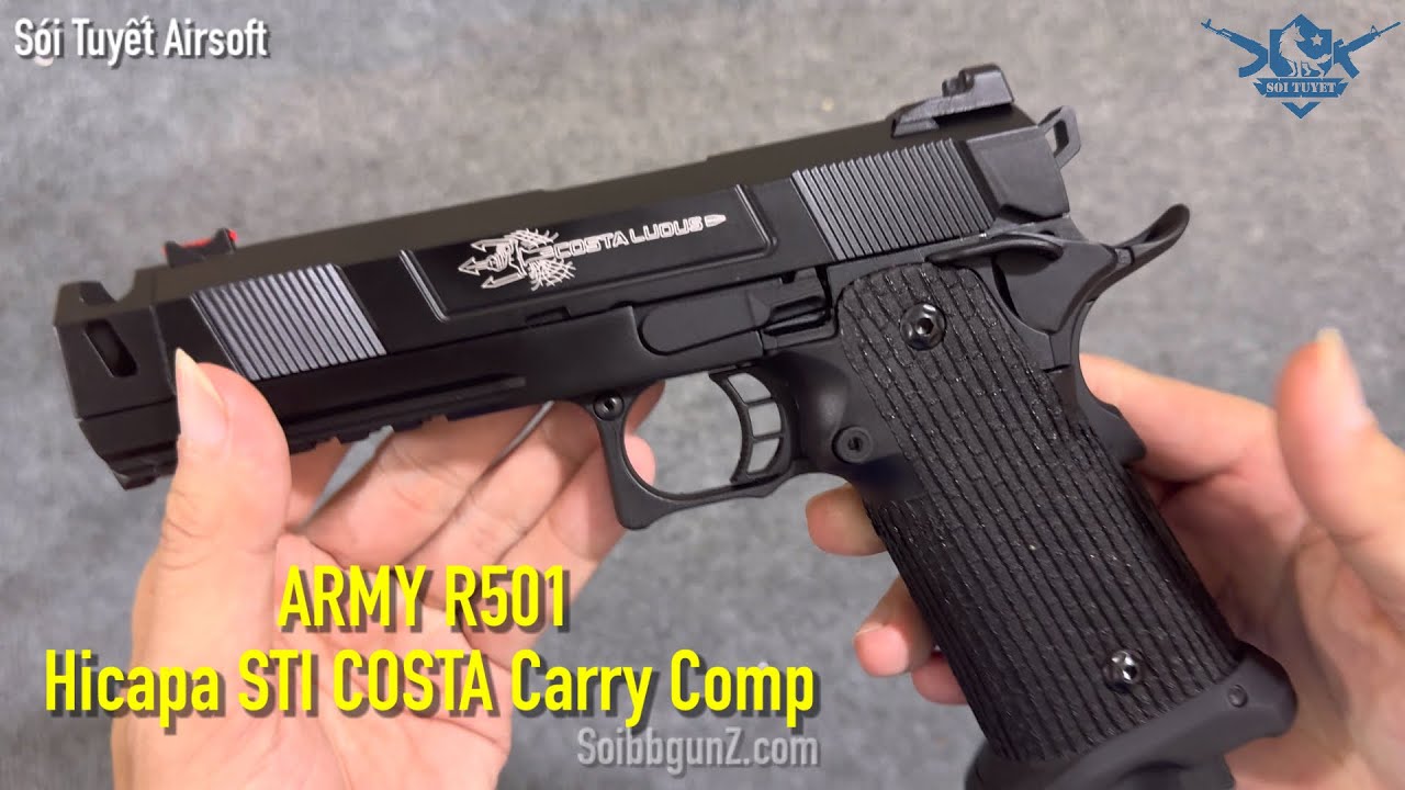 ARMY R501 Hicapa STI COSTA Carry Comp Súng Ngắn Airsoft, Hoàn Thiện Chắc Chắn, Giá Bình Dân