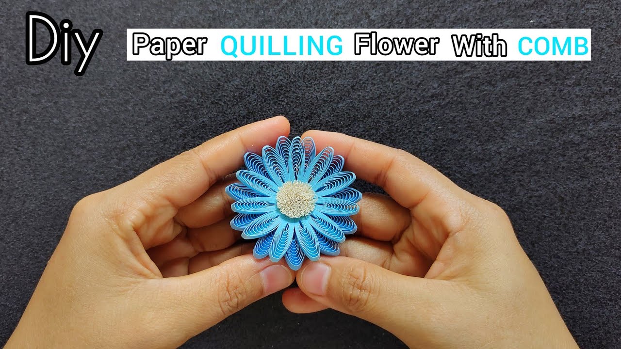 DIY Paper Quilled Flower With Comb #paperquilling #diy #paperflower #quillingflowers
