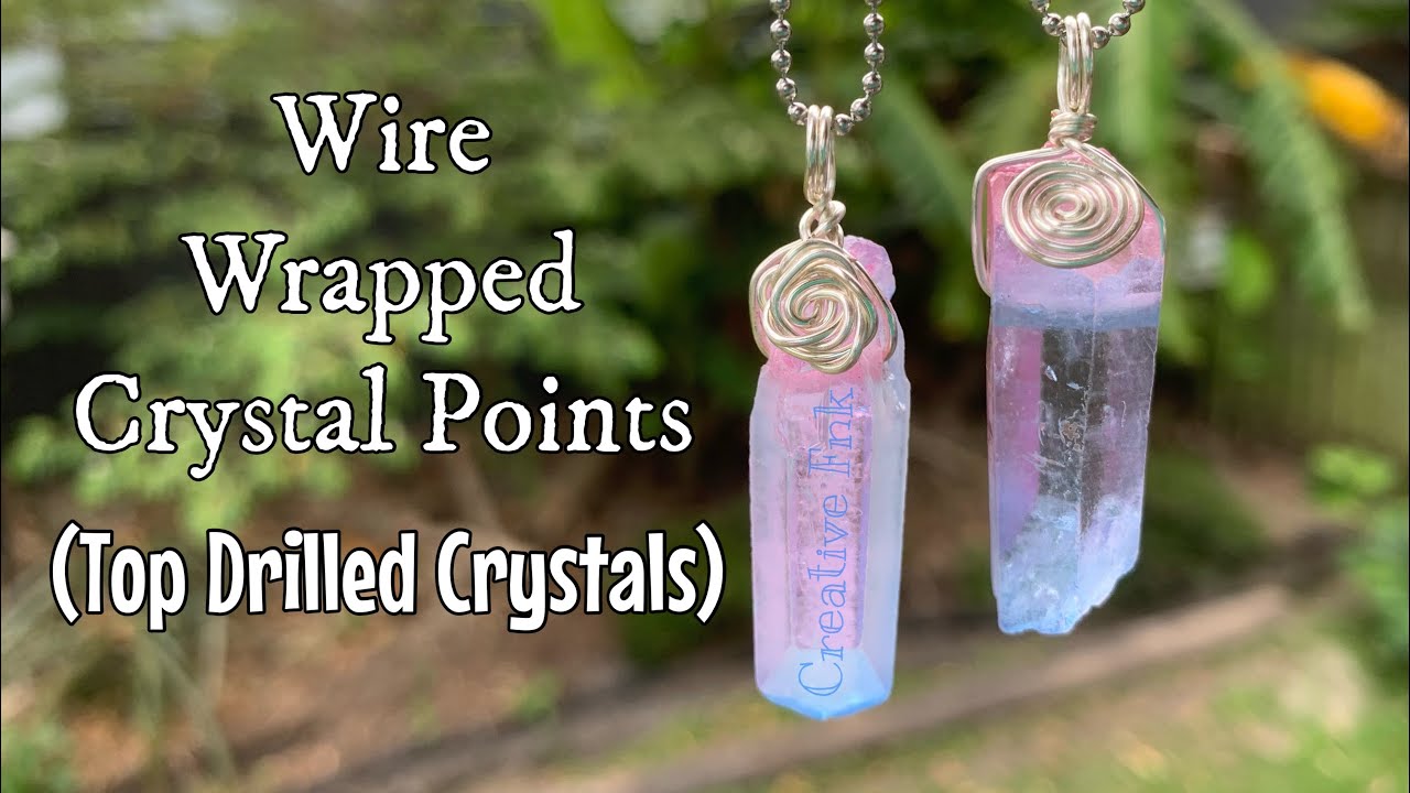 Wire wrap top drilled crystal points. Spiral & Flower designs 🌻