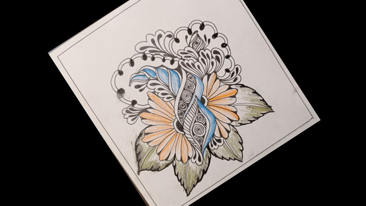 Easy Zentangle Feather Pattern for Beginners | Relaxing Drawing #art #zentangle #zendala 