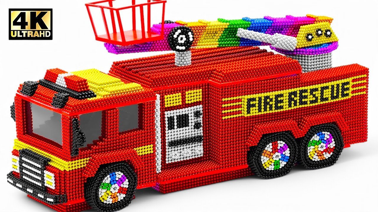 DIY: How to Make a Fire Truck from Rainbow Magnetic Balls | Magnetic Balls ASMR