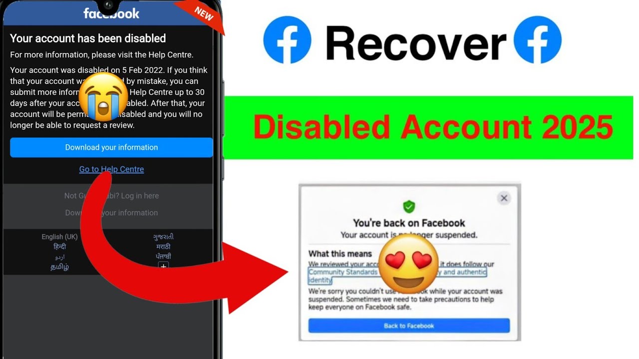 Your account has been disabled Facebook Your Account has been disabled Recover Disabled fb  Id 2025 