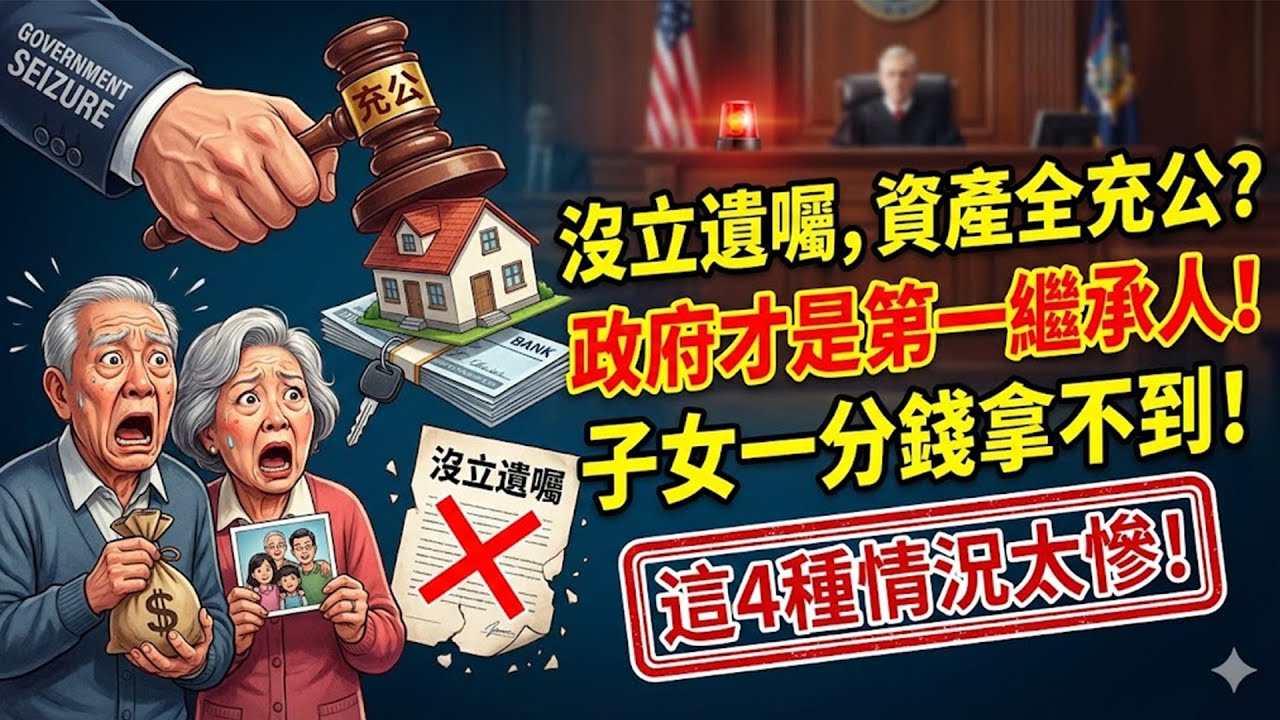 沒立遺囑，資產全充公？這4種情況下，政府才是你的「第一繼承人」，子女連一分錢都拿不到！#遺囑 #繼承 #資產分配 #政府 #第一繼承人 #法律 #財產規劃 #遺產繼承