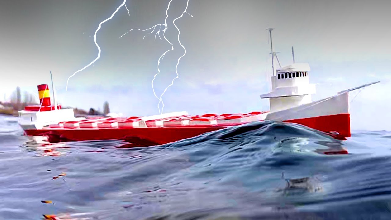 The cargo ship Edmund Fitzgerald sets sail for the last time, the RC cardboard ship is in action