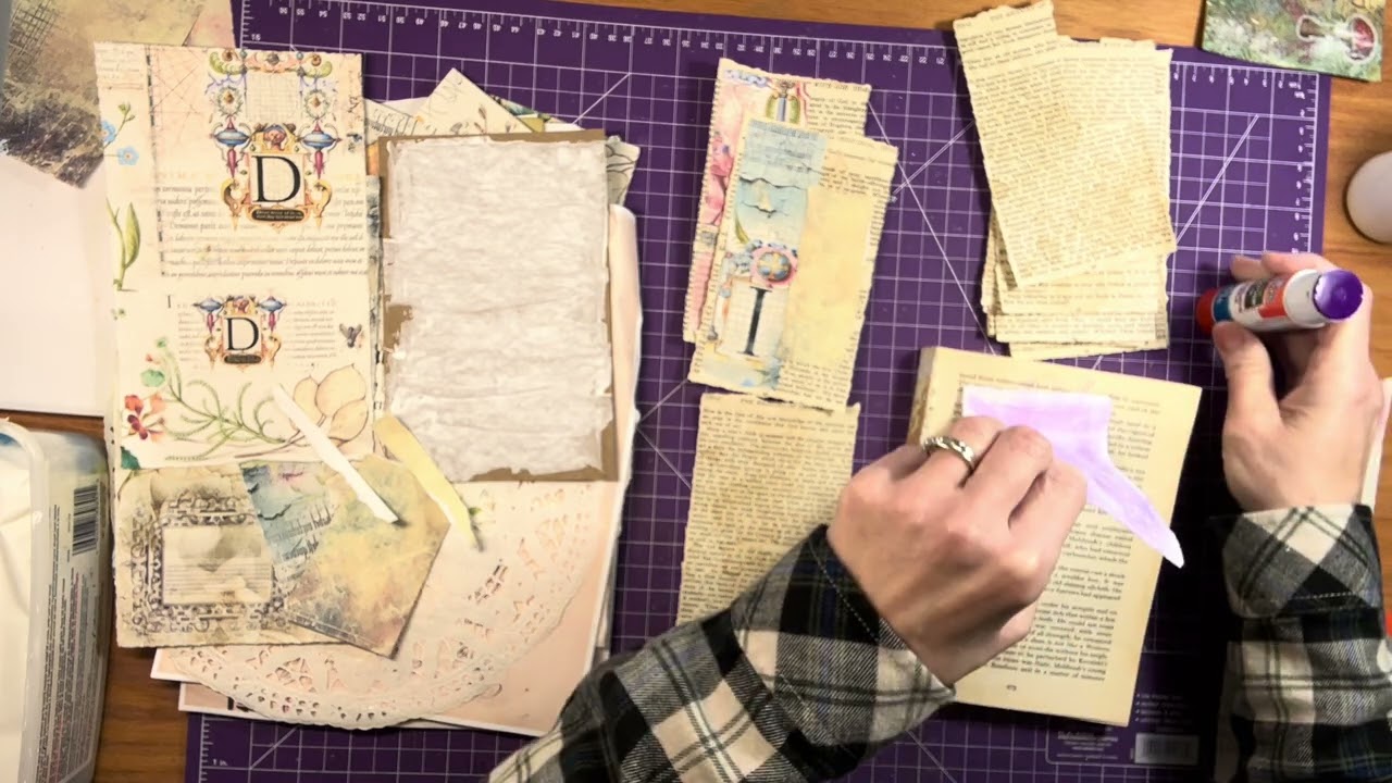 CREATING EPHEMERA Ep 63 USING UP OLD BOOK PAGES and SCRAPS #thesimplecrafter 