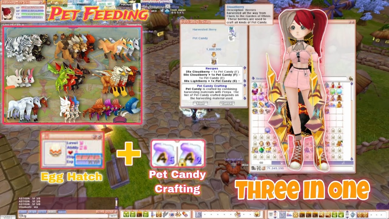 Flyff Universe - Mobile/PC Games MMORPG - Egg Hatch + Pet Feeding + Pet Candy Crafting = 3 in One