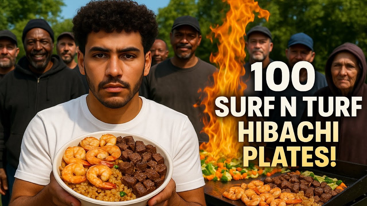 Making 100 Surf & Turf Hibachi Plates For The Homeless!